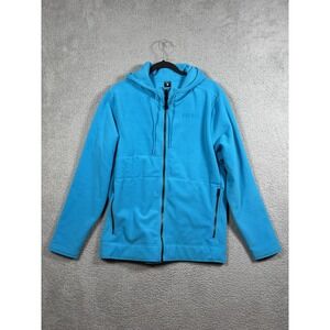 NOBULL Jacket Mens Large Blue Fleece Full Zip Hooded Athletic Made USA Casual